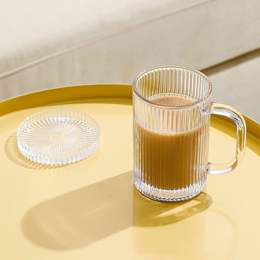 Lysenn Green Glass Coffee Mug - Classic Vertical Stripes Tea Mug - Elegant  Coffee Cup with Glass Lid…See more Lysenn Green Glass Coffee Mug - Classic