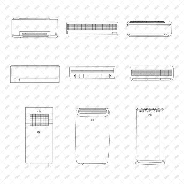 CAD, Vector Air Conditioners Set - Post Digital Architecture — Free and Affordable Resources for Architects