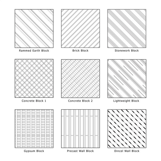 Illustrator Pattern Library - Wall Cross Section Big Set - Post Digital Architecture — Free and Affordable Resources for Architects