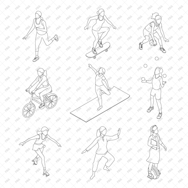 CAD, Vector Isometric Sport Activities Set - Post Digital Architecture — Free and Affordable Resources for Architects