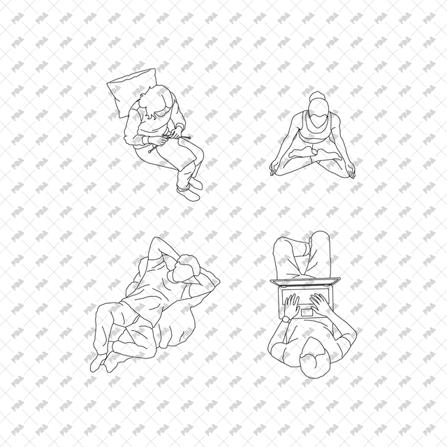 CAD, Vector, PNG People at Home in Top View