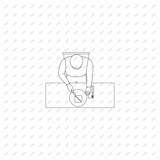 CAD, Vector, PNG Characters at a Coffee Shop in Top View