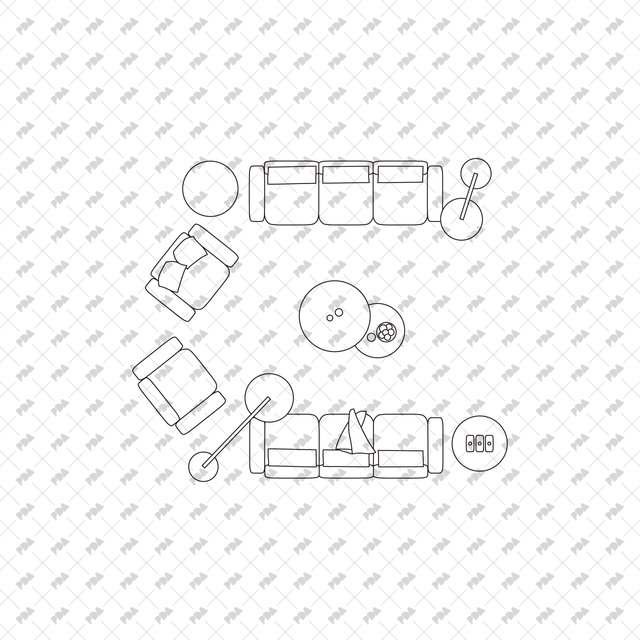 CAD, Vector, PNG Living Rooms in Top View - Post Digital Architecture — Free and Affordable Resources for Architects