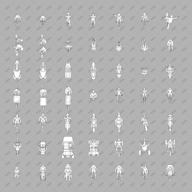 CAD, Vector, PNG Vehicles and Riders in Top View