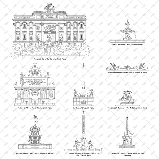CAD Vector Fountains - Post Digital Architecture — Free and Affordable Resources for Architects