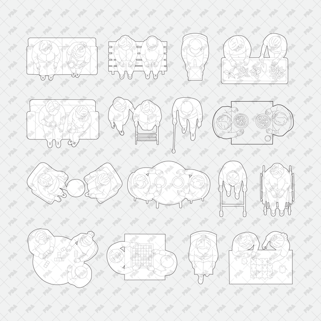 CAD, Vector, PNG Senior Living Characters Top View - Post Digital Architecture — Free and Affordable Resources for Architects