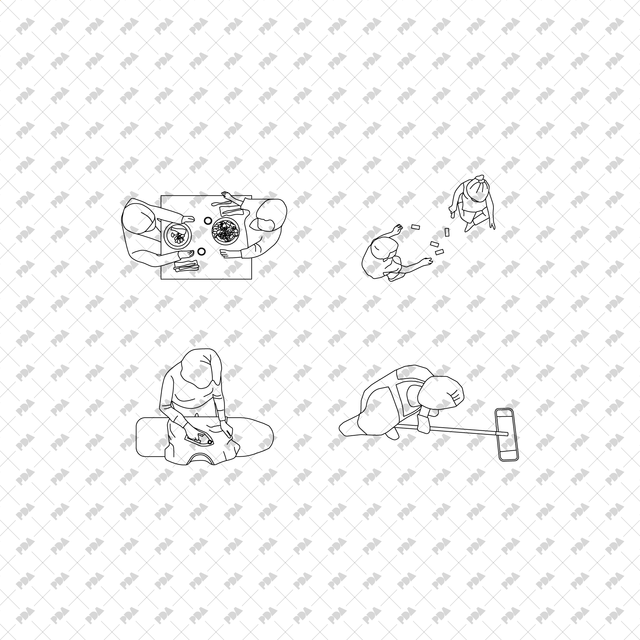 CAD, Vector Home Life Characters in Plan View Multi-Pack (Top view) - Post Digital Architecture — Free and Affordable Resources for Architects