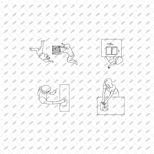 CAD, Vector Home Life Characters in Plan View Multi-Pack (Top view) - Post Digital Architecture — Free and Affordable Resources for Architects