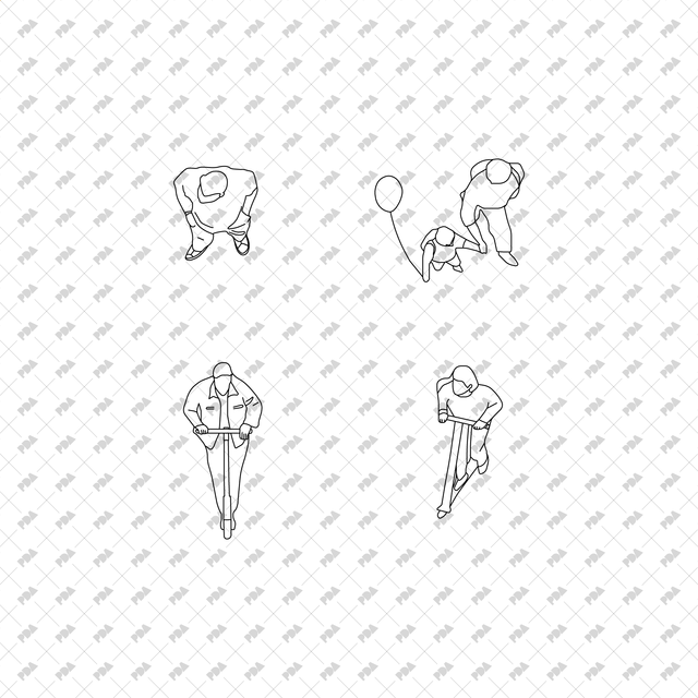 CAD, Vector Characters in Top View Multi-Pack - Post Digital Architecture — Free and Affordable Resources for Architects