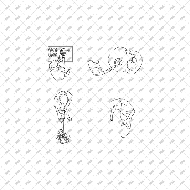 CAD, Vector Home Life Characters in Plan View Multi-Pack (Top view) - Post Digital Architecture — Free and Affordable Resources for Architects