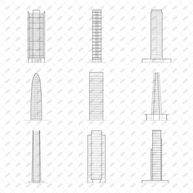 CAD, Vector Skyscrapers Set - Post Digital Architecture — Free and Affordable Resources for Architects
