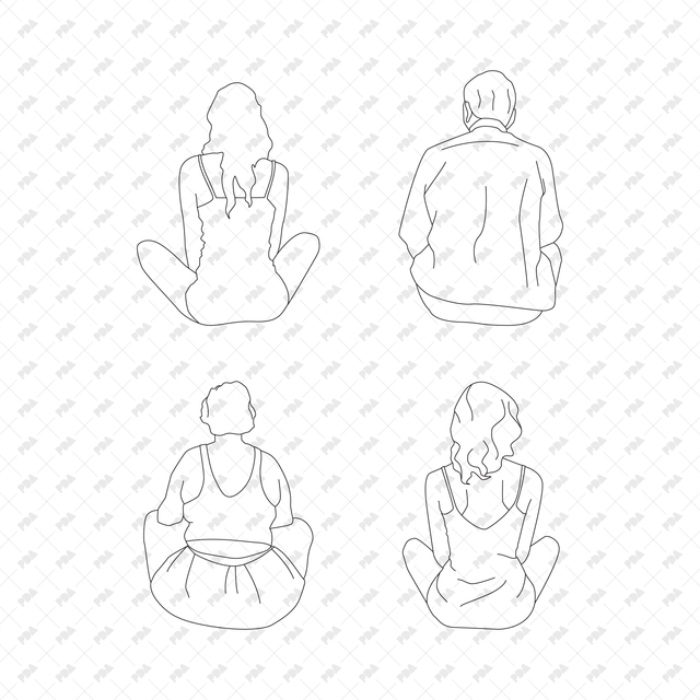 CAD, Vector Sitters in Back View Set - Post Digital Architecture — Free and Affordable Resources for Architects