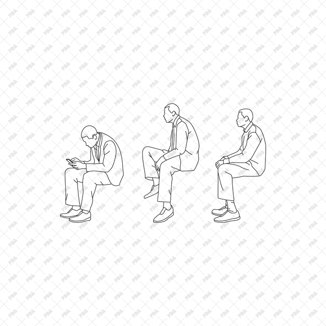 CAD, Vector Sitting Characters in Side View - Post Digital Architecture — Free and Affordable Resources for Architects