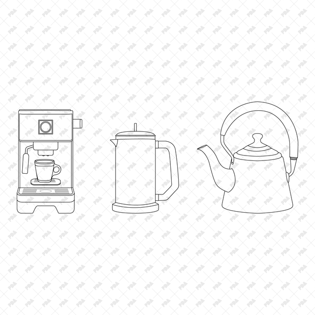 CAD, Vector Coffee and Tea Gadgets Set - Post Digital Architecture — Free and Affordable Resources for Architects