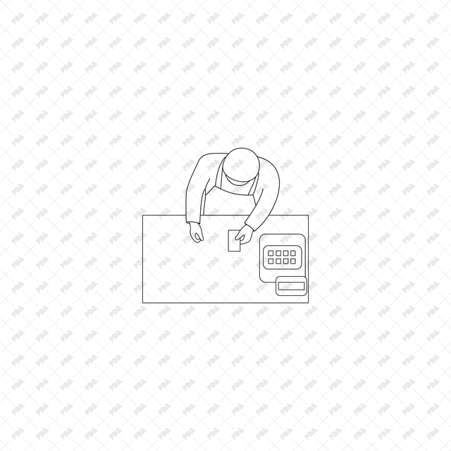 CAD, Vector, PNG Characters at a Coffee Shop in Top View