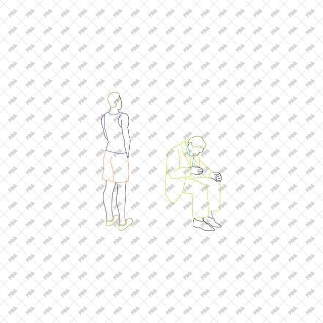 CAD, Vector, PNG Line Art Characters Inspired by David Hockney - Post Digital Architecture — Free and Affordable Resources for Architects