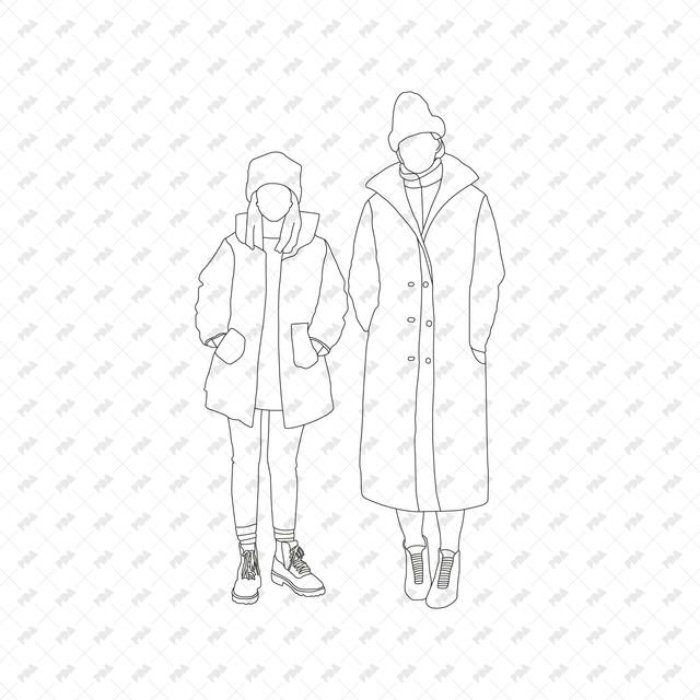 CAD, Vector People Dressed for Winter Set - Post Digital Architecture — Free and Affordable Resources for Architects