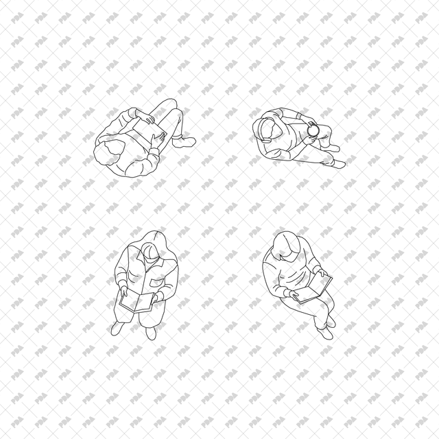 CAD, Vector, PNG People at Home in Top View
