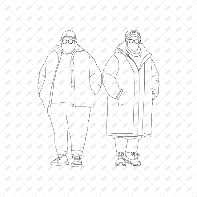 CAD, Vector People Dressed for Winter Set - Post Digital Architecture — Free and Affordable Resources for Architects