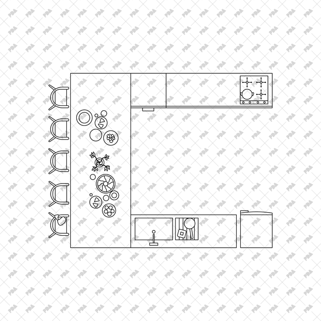 CAD, Vector Kitchens in Top View - Post Digital Architecture — Free and Affordable Resources for Architects