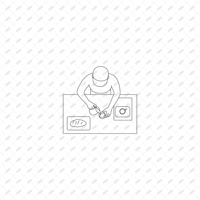 CAD, Vector, PNG Characters at a Coffee Shop in Top View