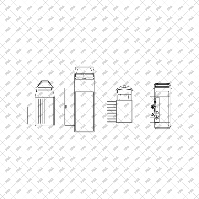 CAD, Vector Food Trucks and Carts in Front, Side, and Top Views - Post Digital Architecture — Free and Affordable Resources for Architects