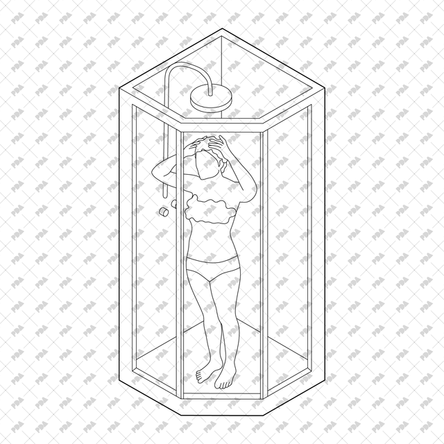CAD, Vector, PNG Isometric View Shower Users - Post Digital Architecture — Free and Affordable Resources for Architects