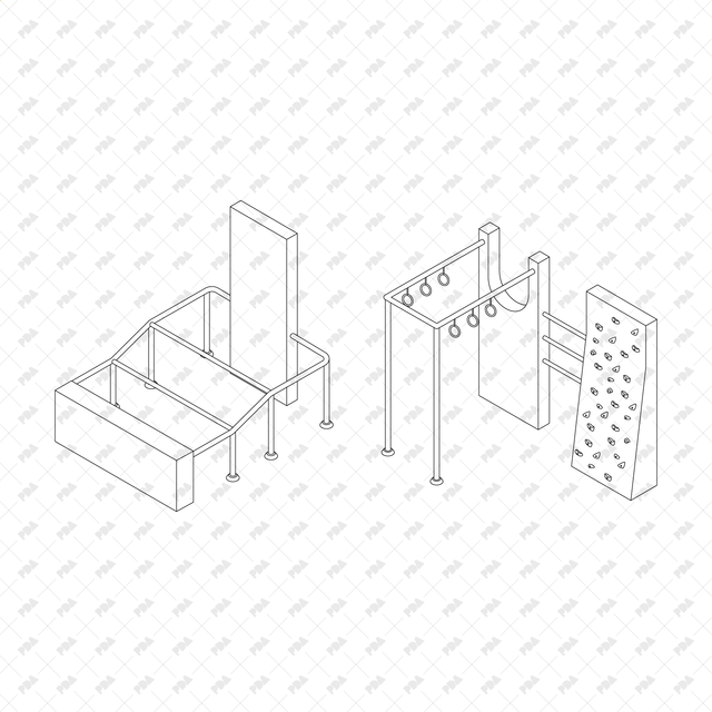 CAD, Vector Isometric Parkour and Climbing Equipment Set - Post Digital Architecture — Free and Affordable Resources for Architects