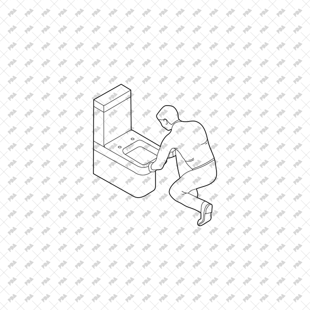 CAD, Vector, PNG Isometric View Toilet Users - Post Digital Architecture — Free and Affordable Resources for Architects