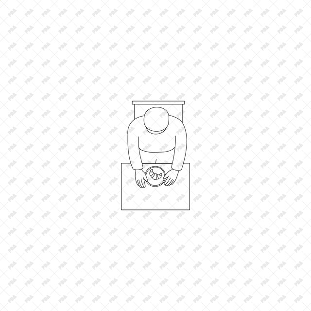 CAD, Vector, PNG Characters at a Coffee Shop in Top View