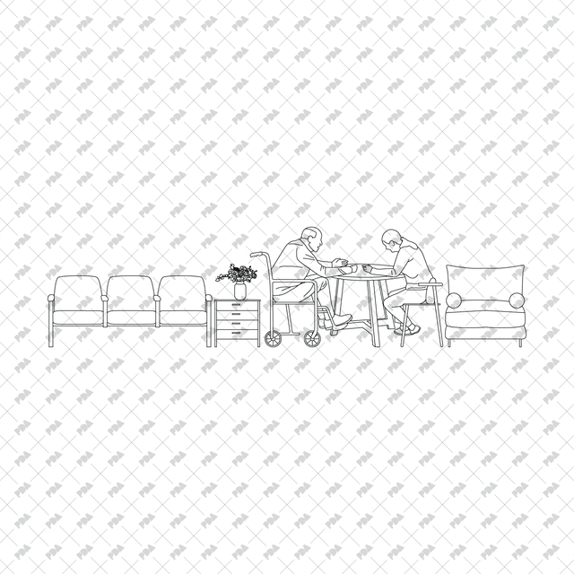 CAD, Vector, PNG Nursing Elderly Home Multi Pack (Front view and side view) - Post Digital Architecture — Free and Affordable Resources for Architects