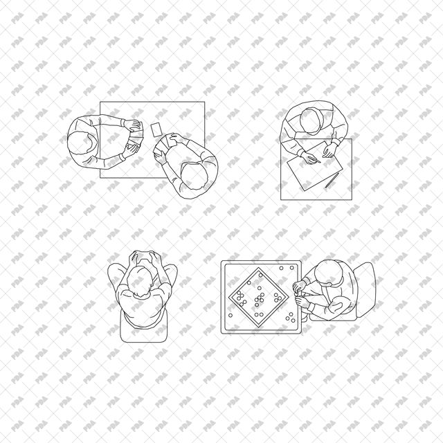 CAD, Vector, PNG People at Home in Top View