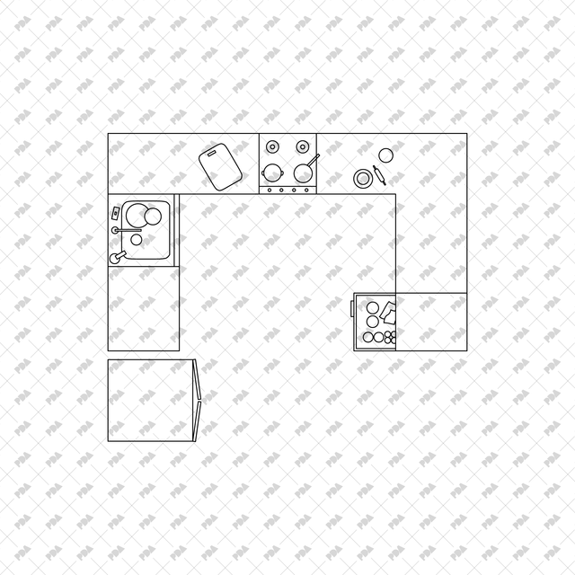 CAD, Vector Kitchens in Top View - Post Digital Architecture — Free and Affordable Resources for Architects