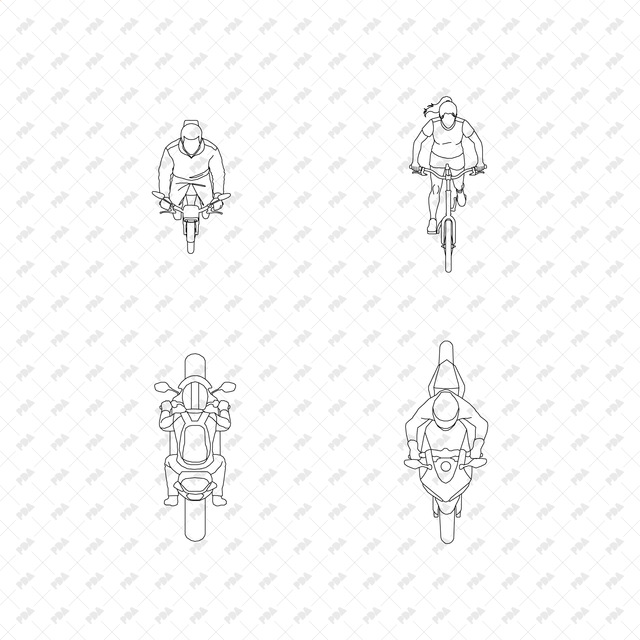 CAD, Vector, PNG Vehicles and Riders in Top View