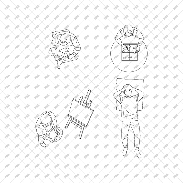 CAD, Vector, PNG People at Home in Top View