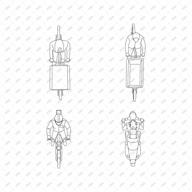 CAD, Vector, PNG Vehicles and Riders in Top View