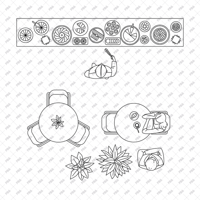 CAD, Vector All You Need for Bakery/ Cafeteria Design Multi Pack (Top, Side View) - Post Digital Architecture — Free and Affordable Resources for Architects