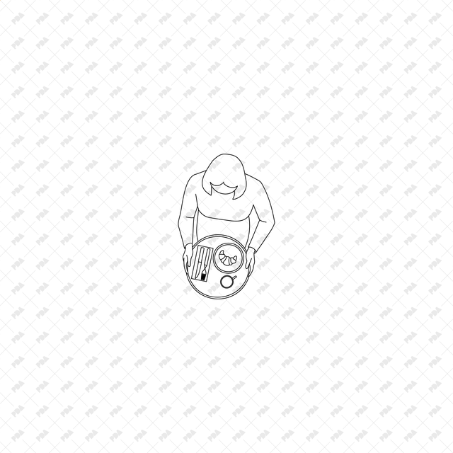CAD, Vector, PNG Characters at a Coffee Shop in Top View