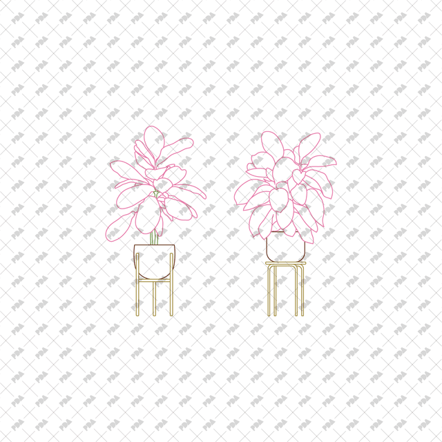 CAD, Vector, PNG Plants on Stools in Color and B/W - Post Digital Architecture — Free and Affordable Resources for Architects
