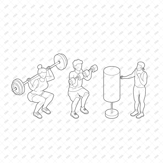 CAD, Vector, PNG Isometric View Workout Characters - Post Digital Architecture — Free and Affordable Resources for Architects
