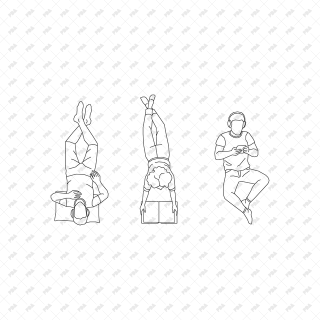 CAD, Vector, PNG Chilling Characters in Plan View Multi-Pack (Top View) - Post Digital Architecture — Free and Affordable Resources for Architects