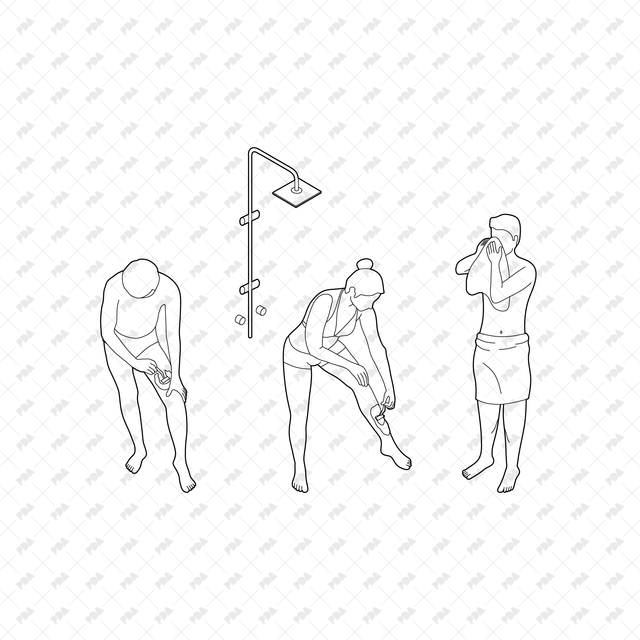 CAD, Vector, PNG Isometric View Shower Users - Post Digital Architecture — Free and Affordable Resources for Architects