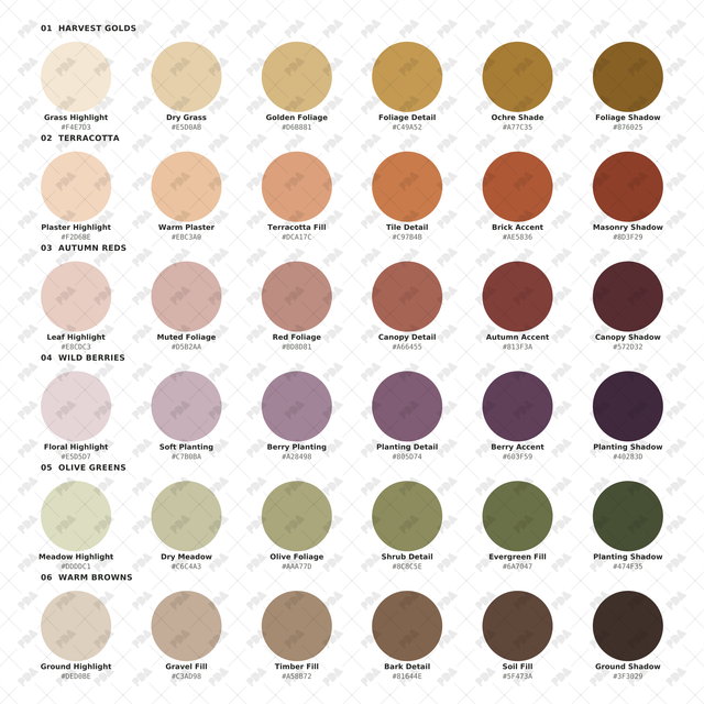 Illustrator Pattern Library - Autumn / Fall Color Palettes - Post Digital Architecture — Free and Affordable Resources for Architects