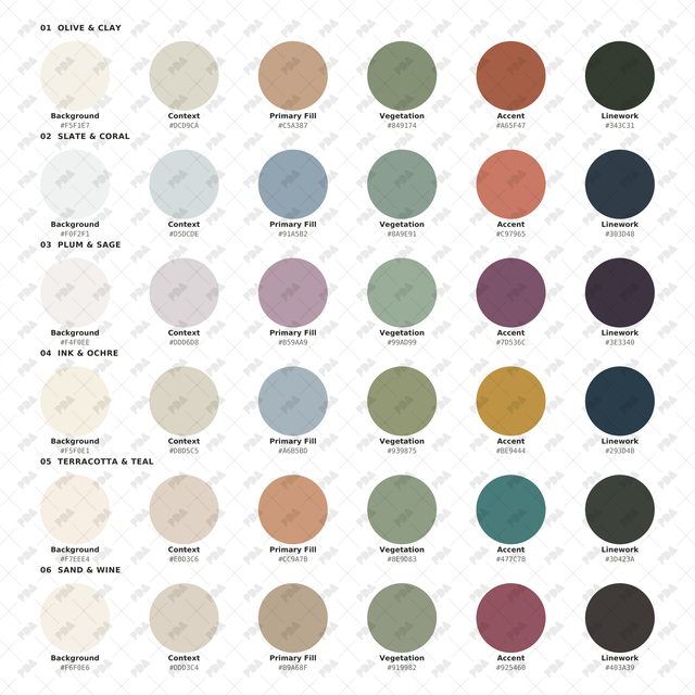 Illustrator Pattern Library - Competition Board Color Harmonies - Post Digital Architecture — Free and Affordable Resources for Architects