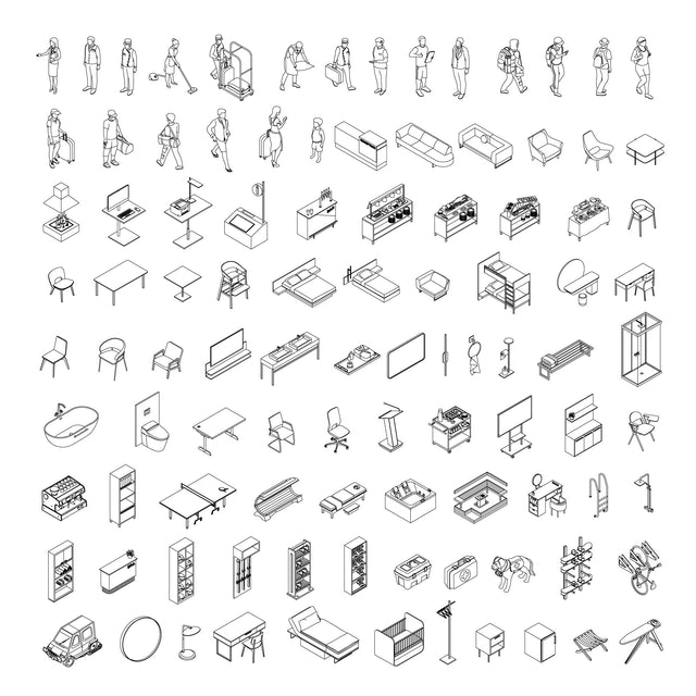 CAD, Vector Isometric Multi-Pack 3 - Post Digital Architecture — Free and Affordable Resources for Architects