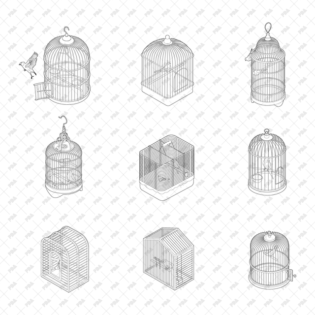 CAD, Vector, PNG Domestic Birds with Cages - Post Digital Architecture — Free and Affordable Resources for Architects