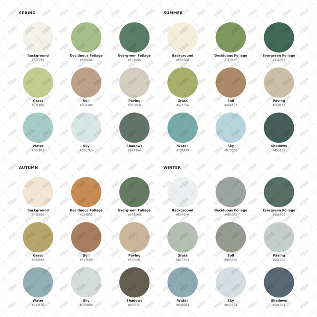 Illustrator Pattern Library - Four Seasons Landscape Color Palette - Post Digital Architecture — Free and Affordable Resources for Architects
