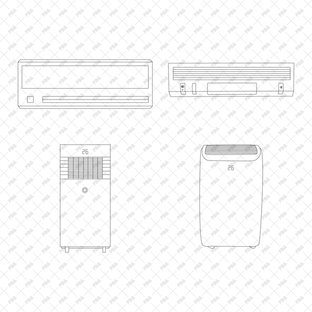 CAD, Vector Air Conditioners Set - Post Digital Architecture — Free and Affordable Resources for Architects