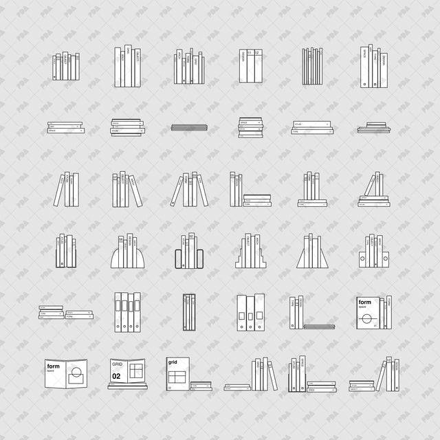 CAD, Vector, PNG - Books in Front View - Post Digital Architecture — Free and Affordable Resources for Architects