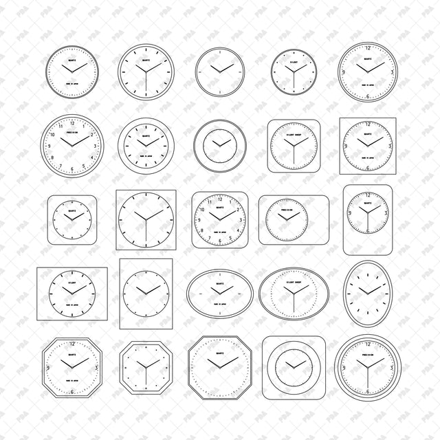 CAD, Vector, PNG Modern Wall Clocks - Post Digital Architecture — Free and Affordable Resources for Architects